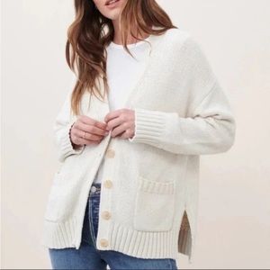 Jenni Kayne Cody Cotton Knit Button Front Cardigan Sweater in Ivory.